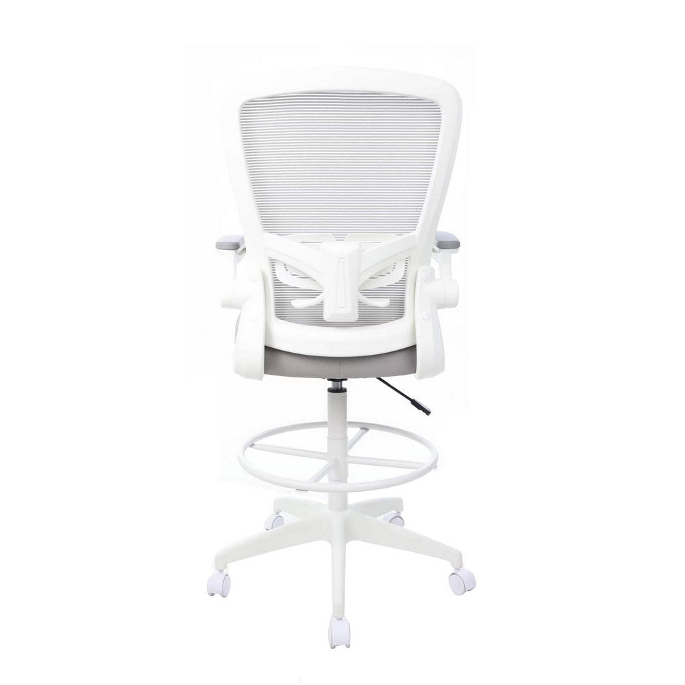 Dea Drafting Stool Chair | Flip-Up Arms | Gray Mesh | Chrome Footring BM340780
