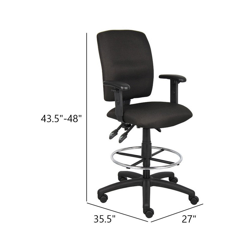 Jea Drafting Stool | Seat Tilt Lock | Adjustable Arms | Black Crepe BM340781