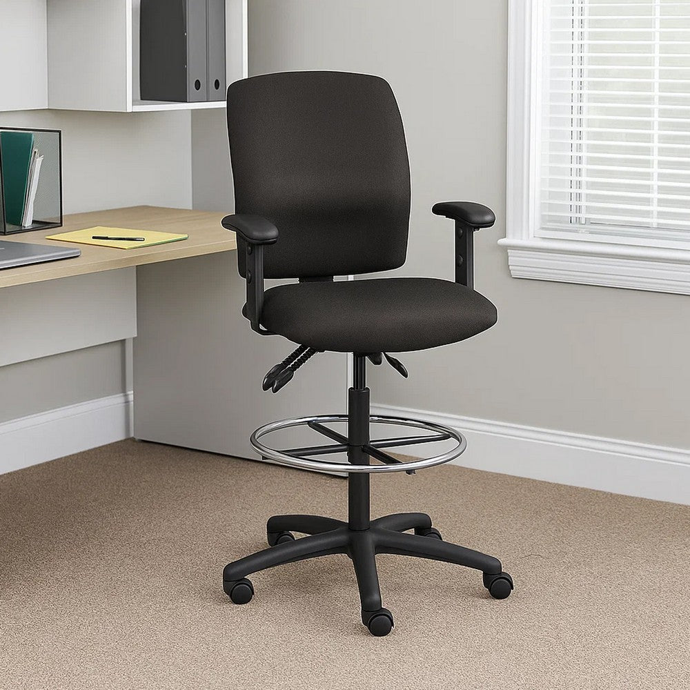 Jea Drafting Stool | Seat Tilt Lock | Adjustable Arms | Black Crepe BM340781