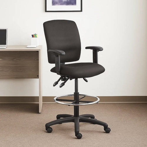 Jea Drafting Stool | Seat Tilt Lock | Adjustable Arms | Black Crepe BM340781