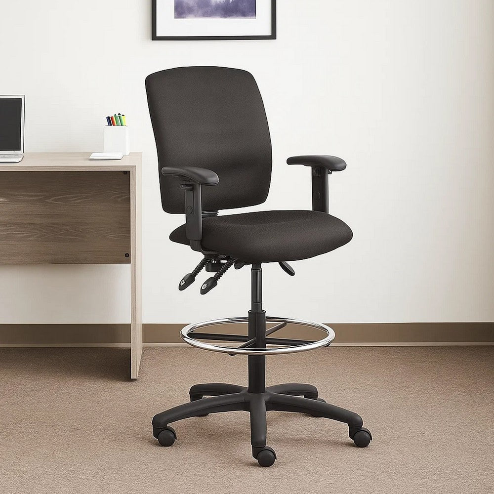 Jea Drafting Stool | Seat Tilt Lock | Adjustable Arms | Black Crepe