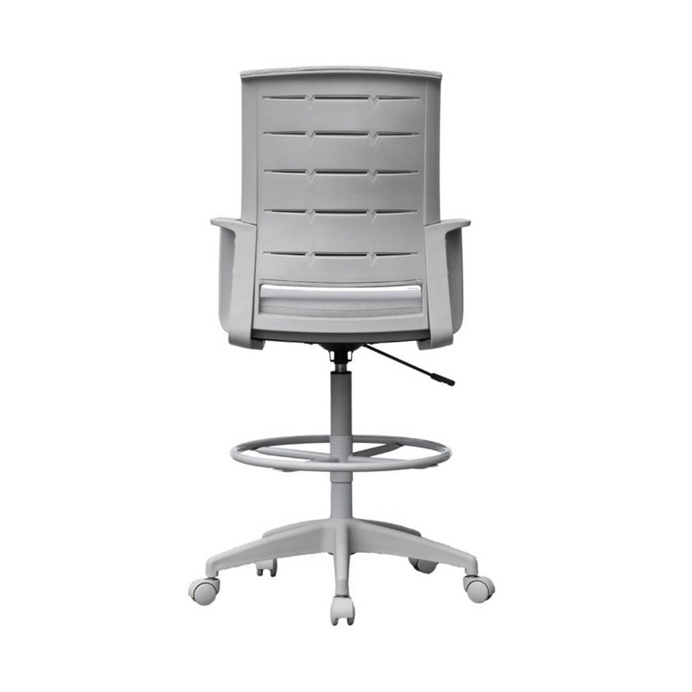Swivel Drafting Stool | Fixed Arms | Gray Mesh Back | Chrome Footring BM340782