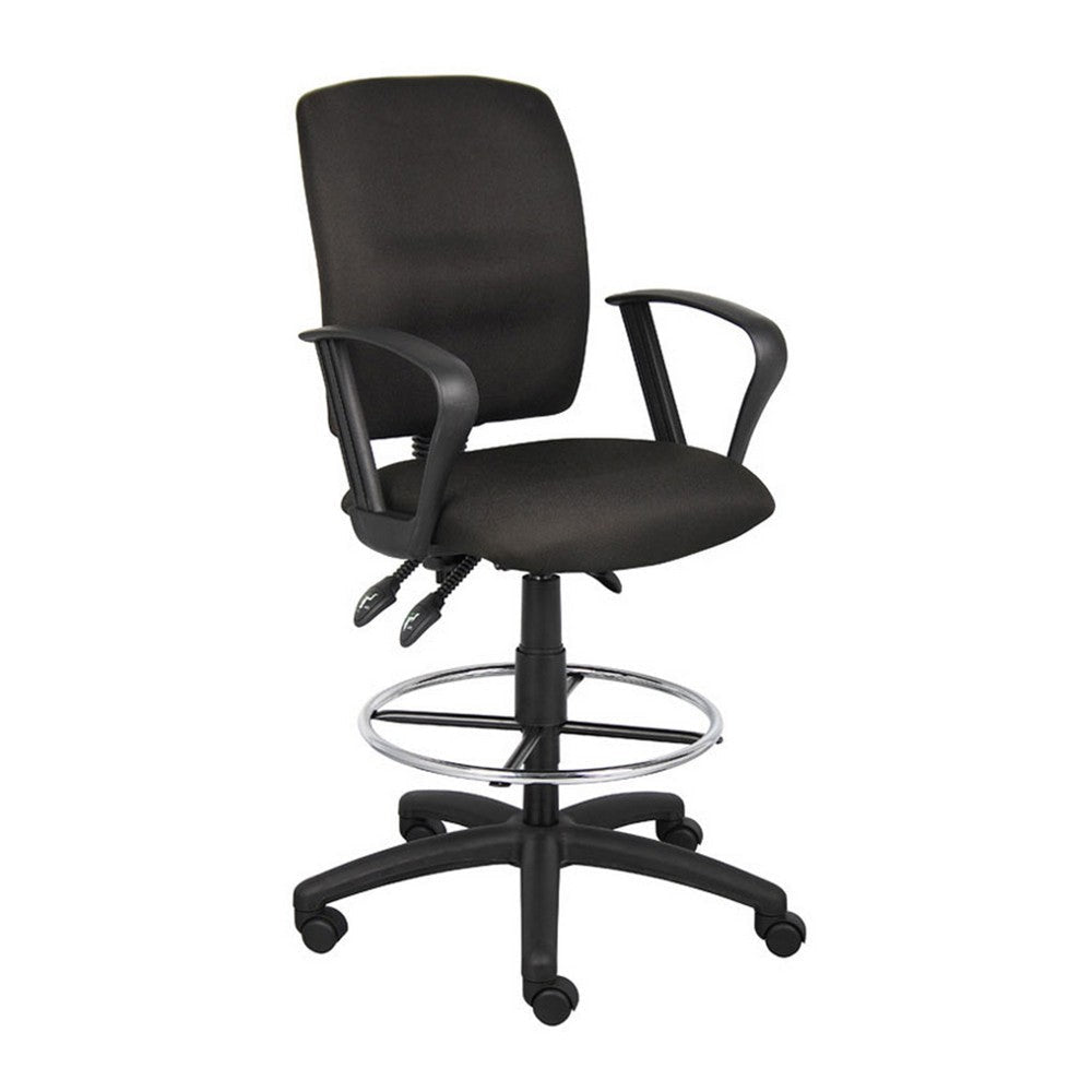 Jea Swivel Drafting Stool | Seat Tilt Lock | Loop Arms | Black Crepe BM340783