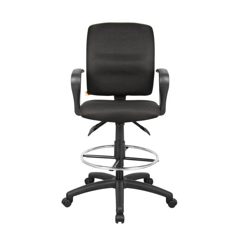 Jea Swivel Drafting Stool | Seat Tilt Lock | Loop Arms | Black Crepe BM340783