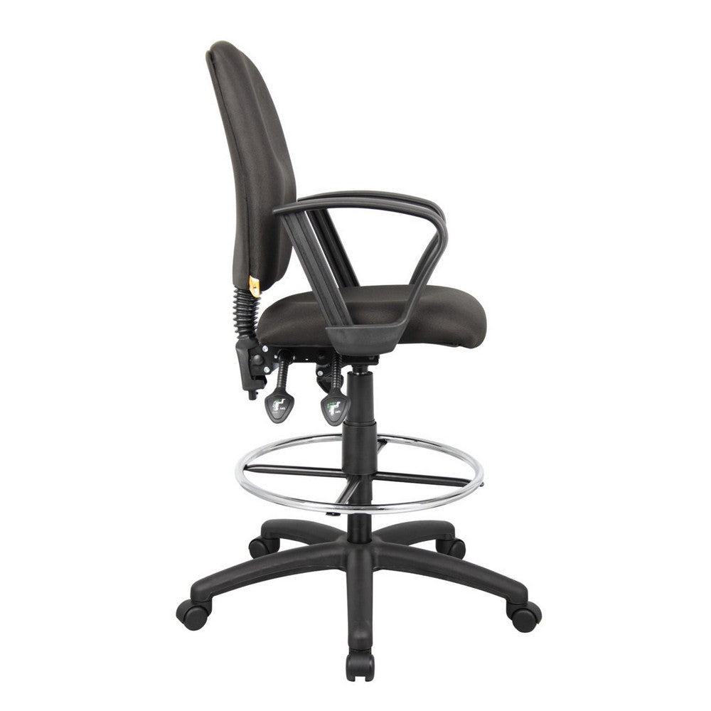 Jea Swivel Drafting Stool | Seat Tilt Lock | Loop Arms | Black Crepe BM340783