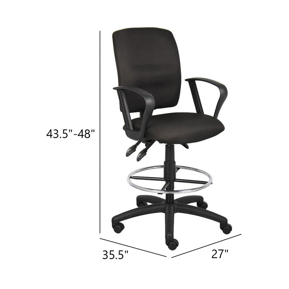 Jea Swivel Drafting Stool | Seat Tilt Lock | Loop Arms | Black Crepe BM340783