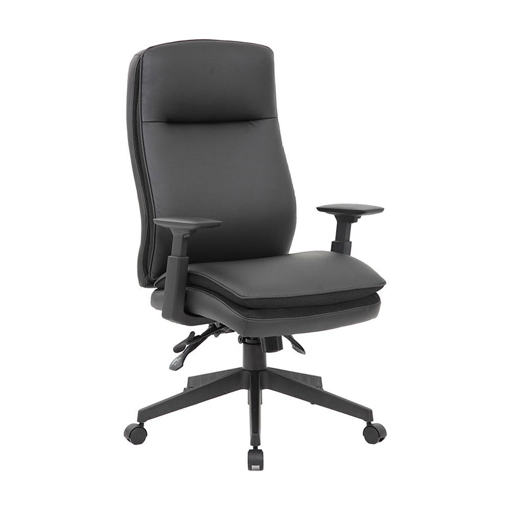 Executive Office Chair | Black Soft Vinyl | Nylon Base | 3 Paddle Tilt BM340784