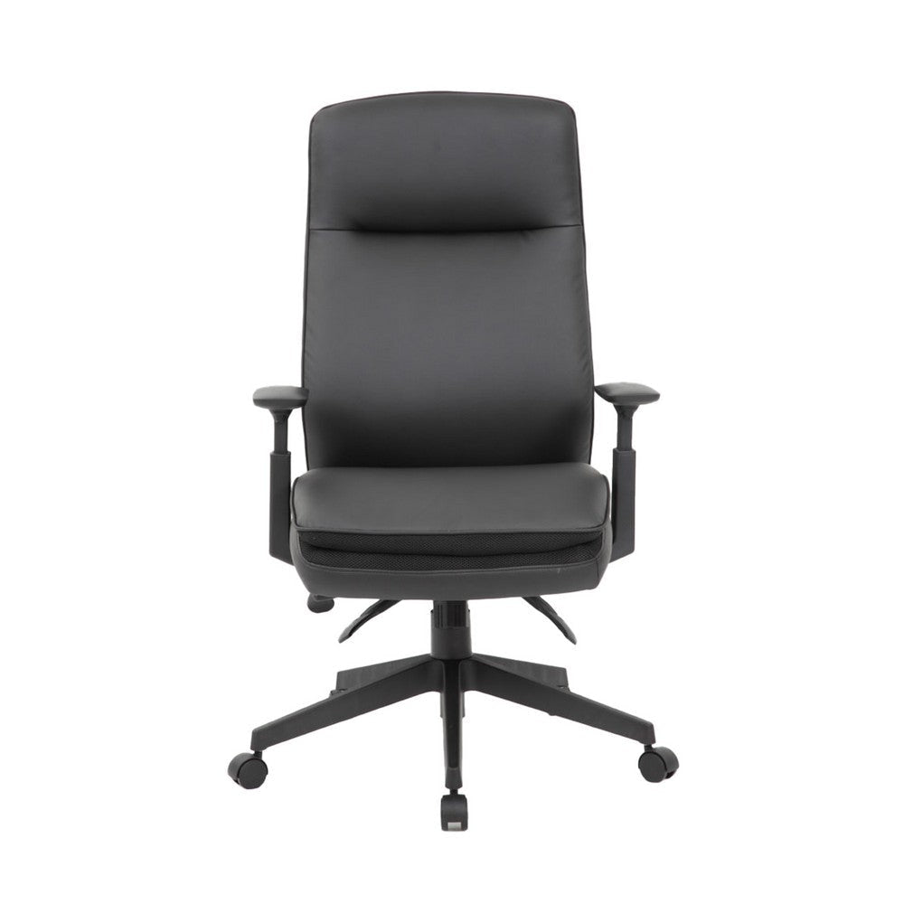 Executive Office Chair | Black Soft Vinyl | Nylon Base | 3 Paddle Tilt BM340784