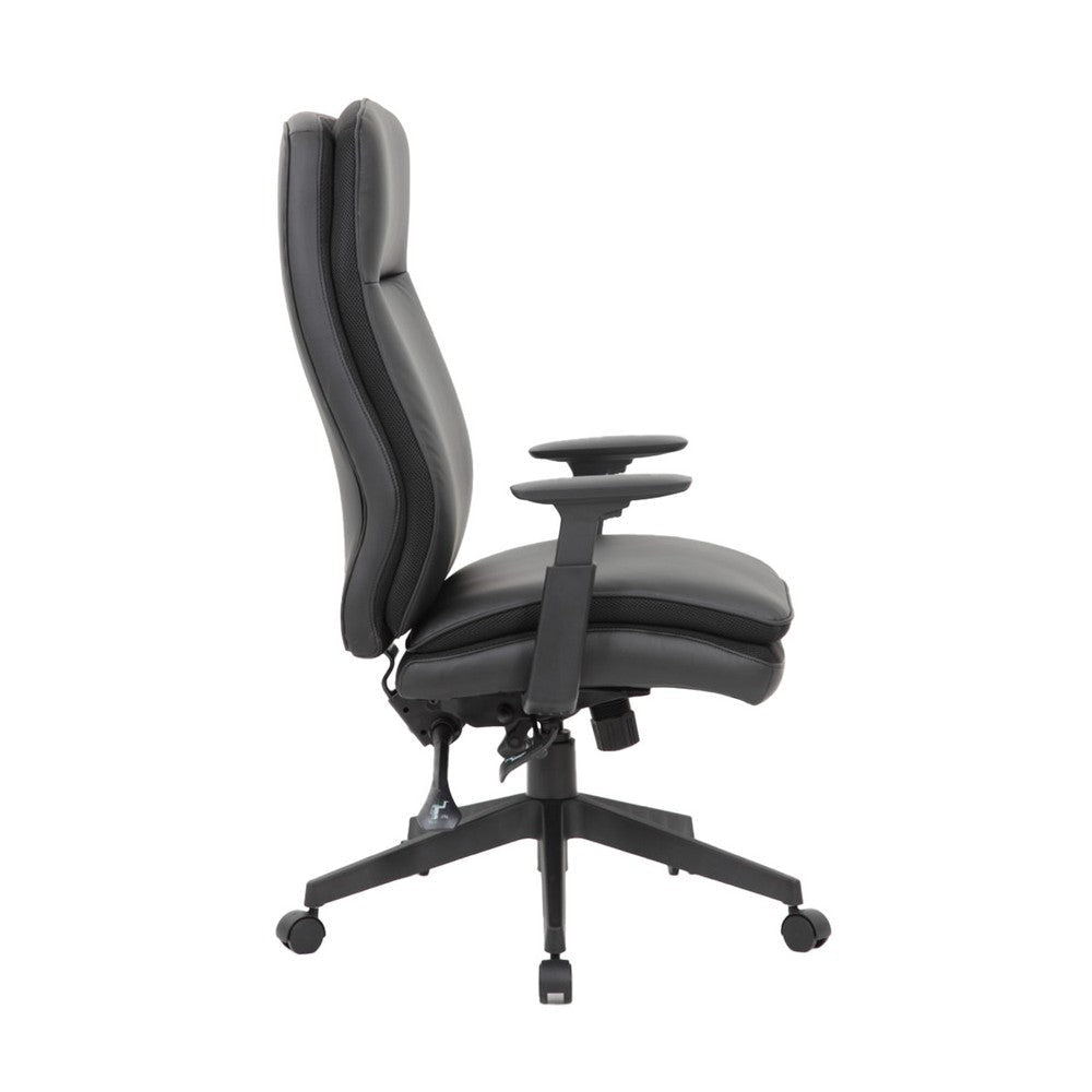 Executive Office Chair | Black Soft Vinyl | Nylon Base | 3 Paddle Tilt BM340784