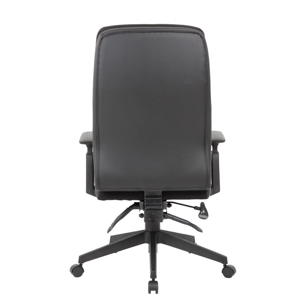 Executive Office Chair | Black Soft Vinyl | Nylon Base | 3 Paddle Tilt BM340784