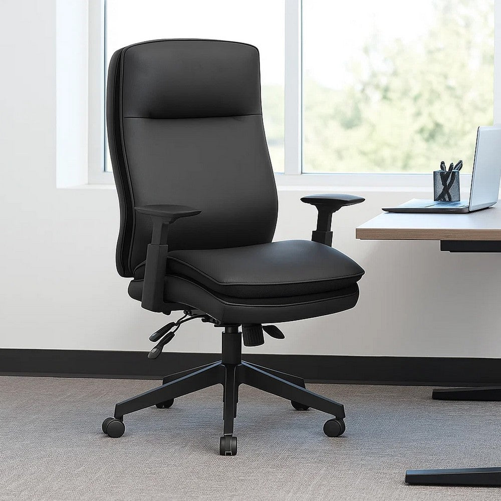 Executive Office Chair | Black Soft Vinyl | Nylon Base | 3 Paddle Tilt BM340784