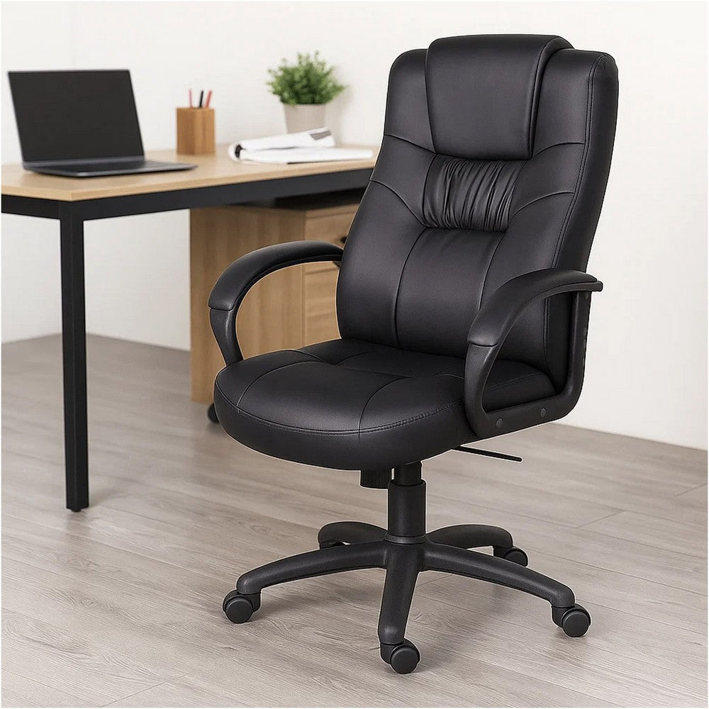 Mala Executive High Back Chair | Black Faux Leather | Lumbar Support BM340785
