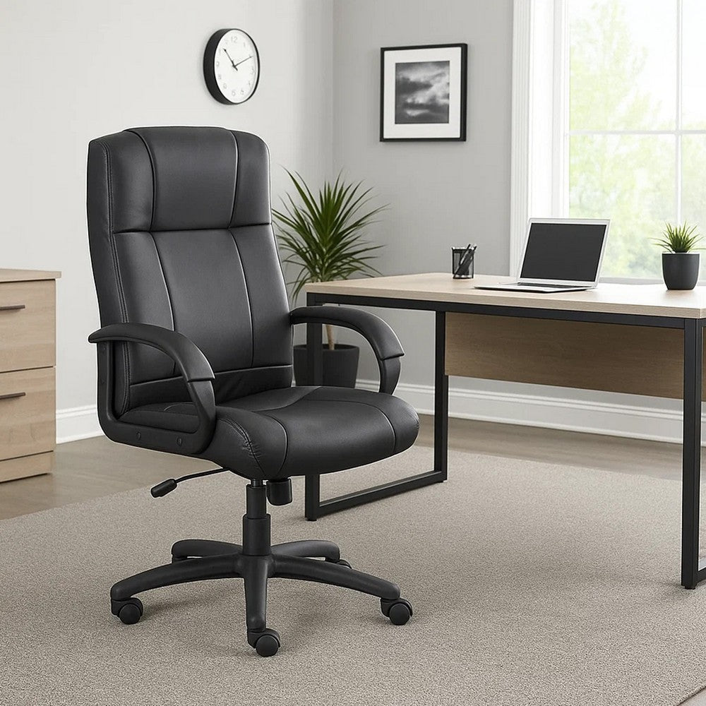 Ruia Executive High Back Office Chair | Black Soft Vinyl | Lumbar Support BM340788