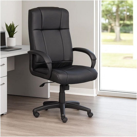 Ruia Executive High Back Office Chair | Black Soft Vinyl | Lumbar Support BM340788