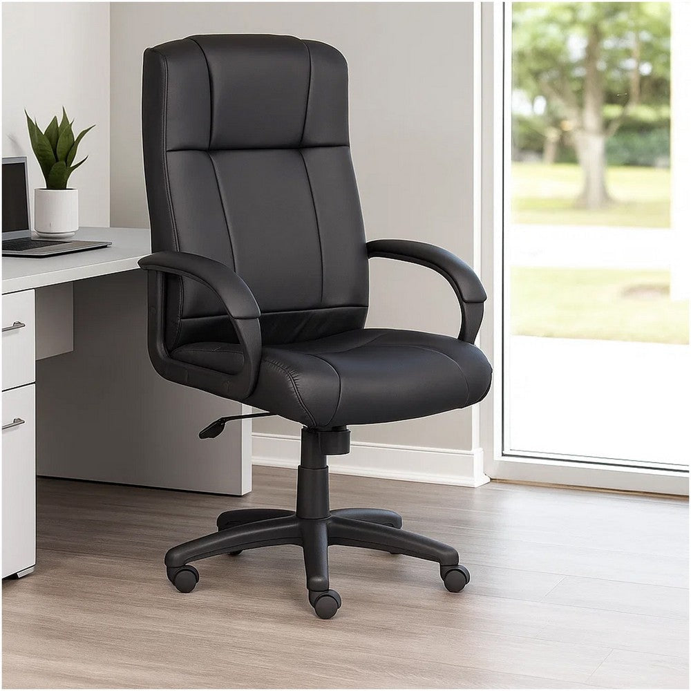 Ruia Executive High Back Office Chair | Black Soft Vinyl | Lumbar Support BM340788