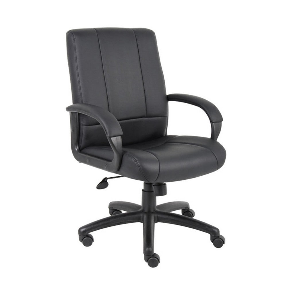 Ruia Executive Mid Back Office Chair | Black Soft Vinyl | Padded Arms BM340789