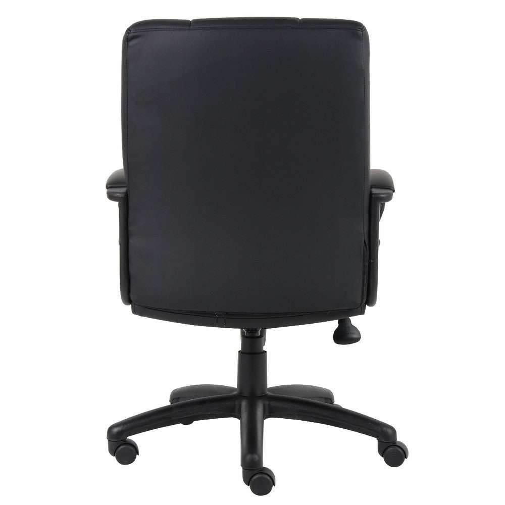 Ruia Executive Mid Back Office Chair | Black Soft Vinyl | Padded Arms BM340789