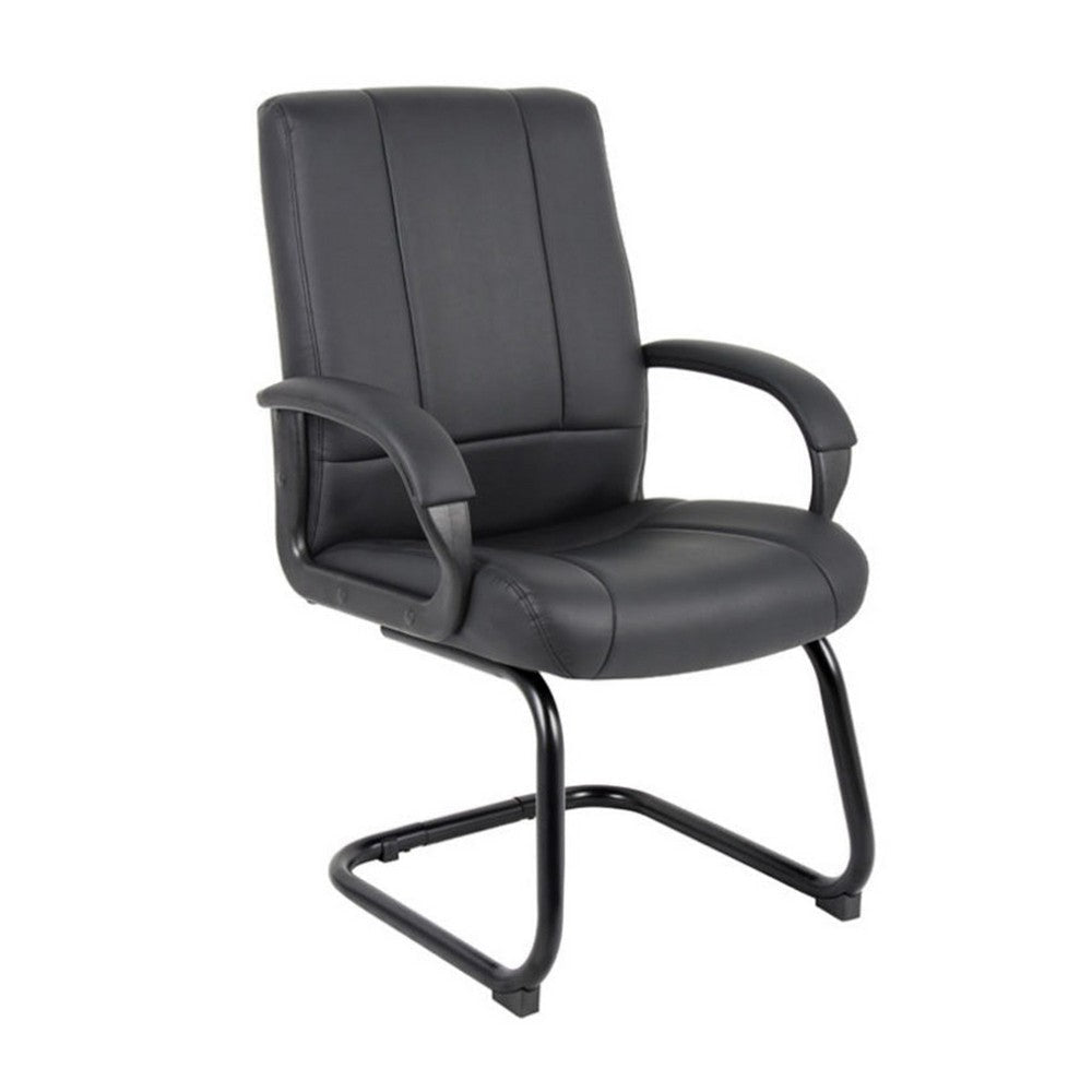 Ruia Mid Back Guest Armchair | Black Soft Vinyl | Cantilever Base BM340790