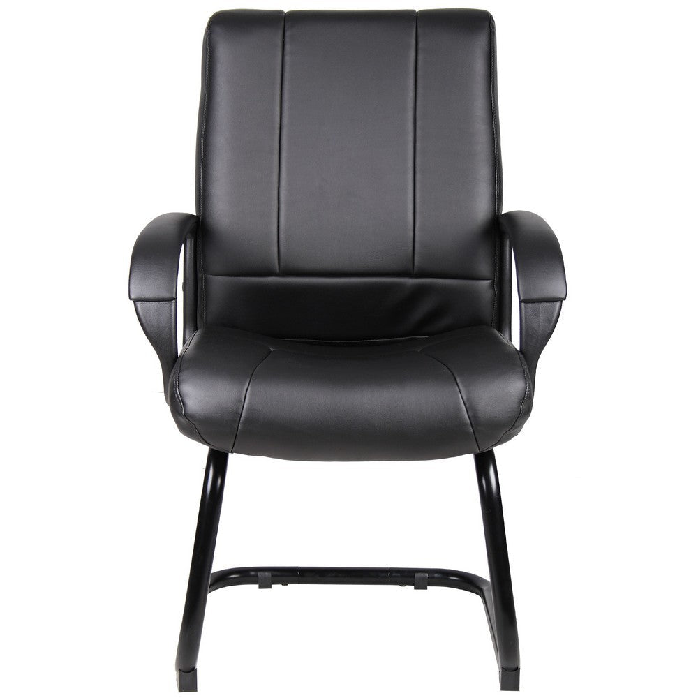 Ruia Mid Back Guest Armchair | Black Soft Vinyl | Cantilever Base BM340790