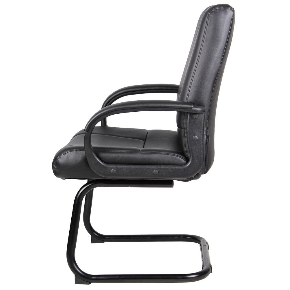 Ruia Mid Back Guest Armchair | Black Soft Vinyl | Cantilever Base BM340790