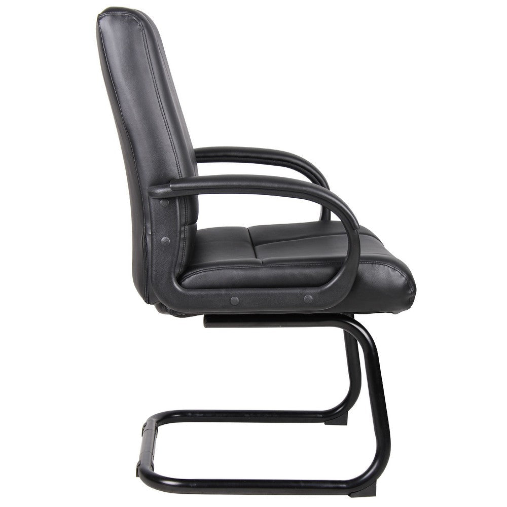 Ruia Mid Back Guest Armchair | Black Soft Vinyl | Cantilever Base BM340790