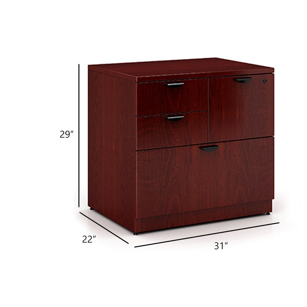 Ley 4 Drawer Lateral File Cabinet | Mahogany Red Office Storage BM340795