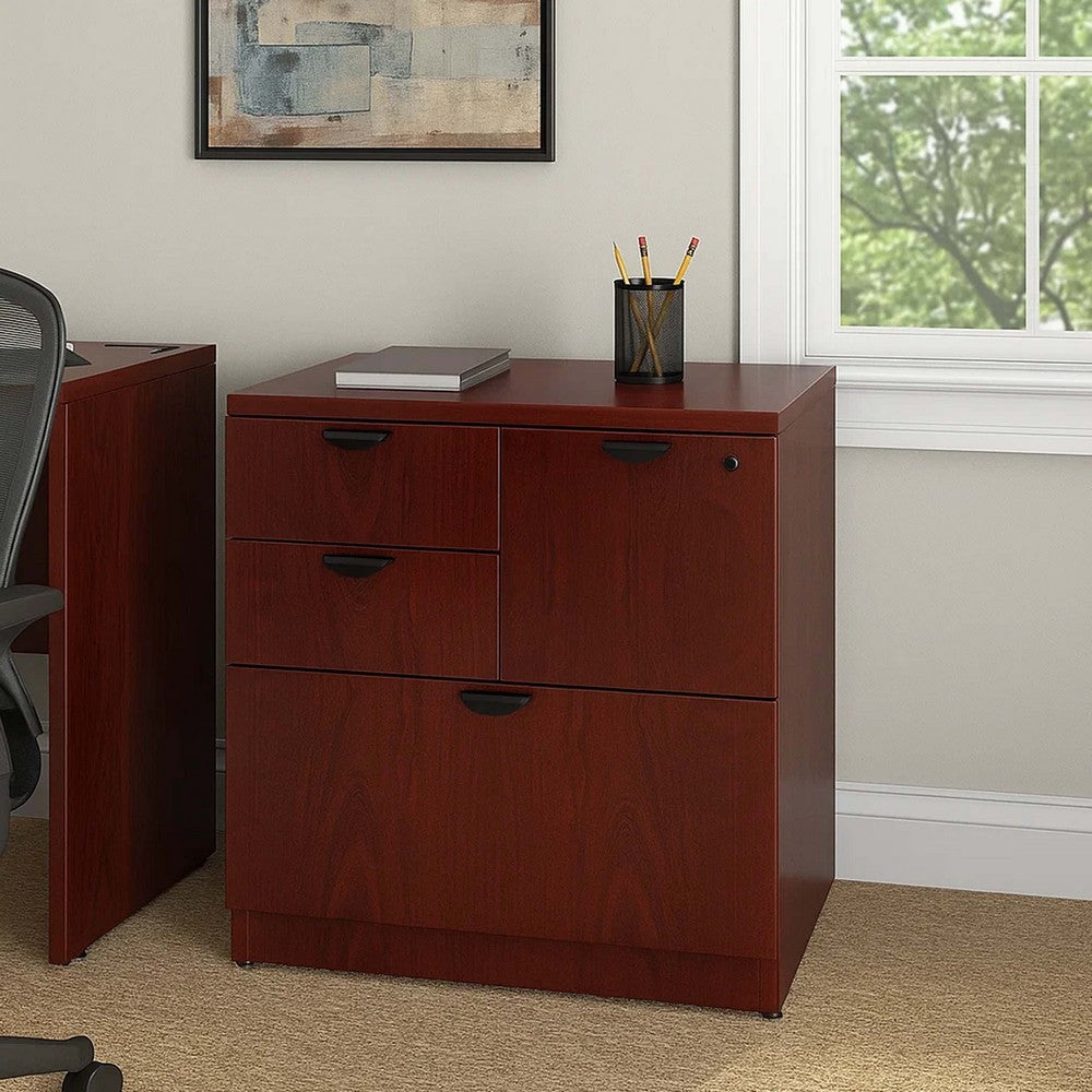 Ley 4 Drawer Lateral File Cabinet | Mahogany Red Office Storage BM340795
