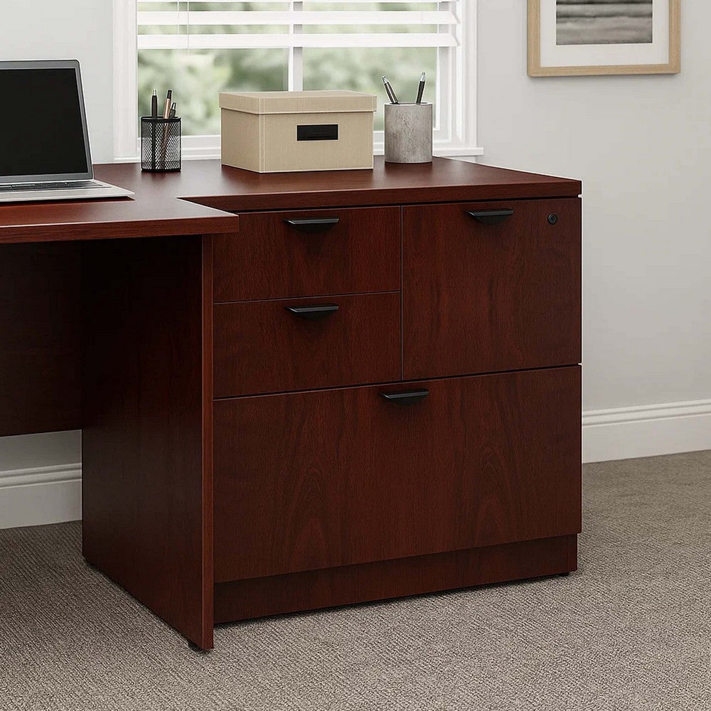 Ley 4 Drawer Lateral File Cabinet | Mahogany Red Office Storage