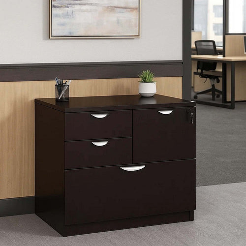 Ley 4 Drawer Lateral File Cabinet | Mocha Brown Office Storage