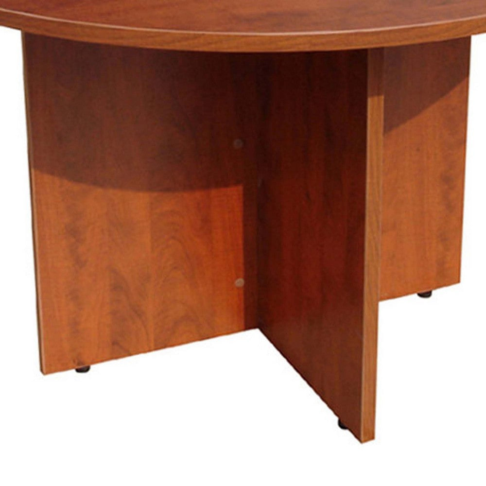 Zoa 47’’ Round Office Meeting Table with Cross Base | Driftwood Brown BM340797