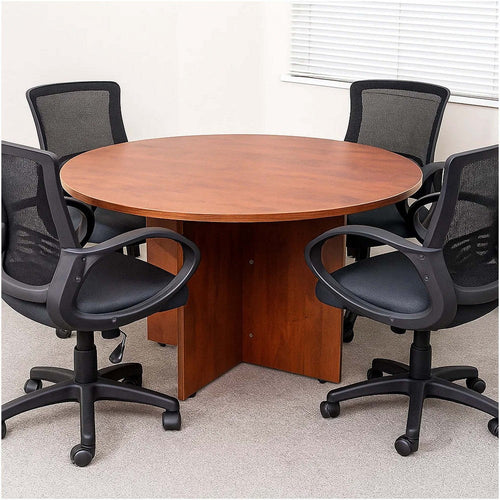 Zoa 47’’ Round Office Meeting Table with Cross Base | Driftwood Brown BM340797