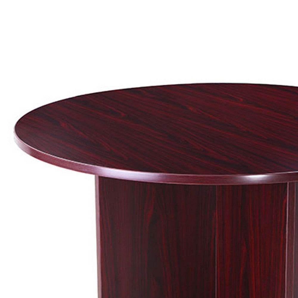 Zoa 47’’ Round Office Meeting Table with Cross Base | Mahogany Red BM340798