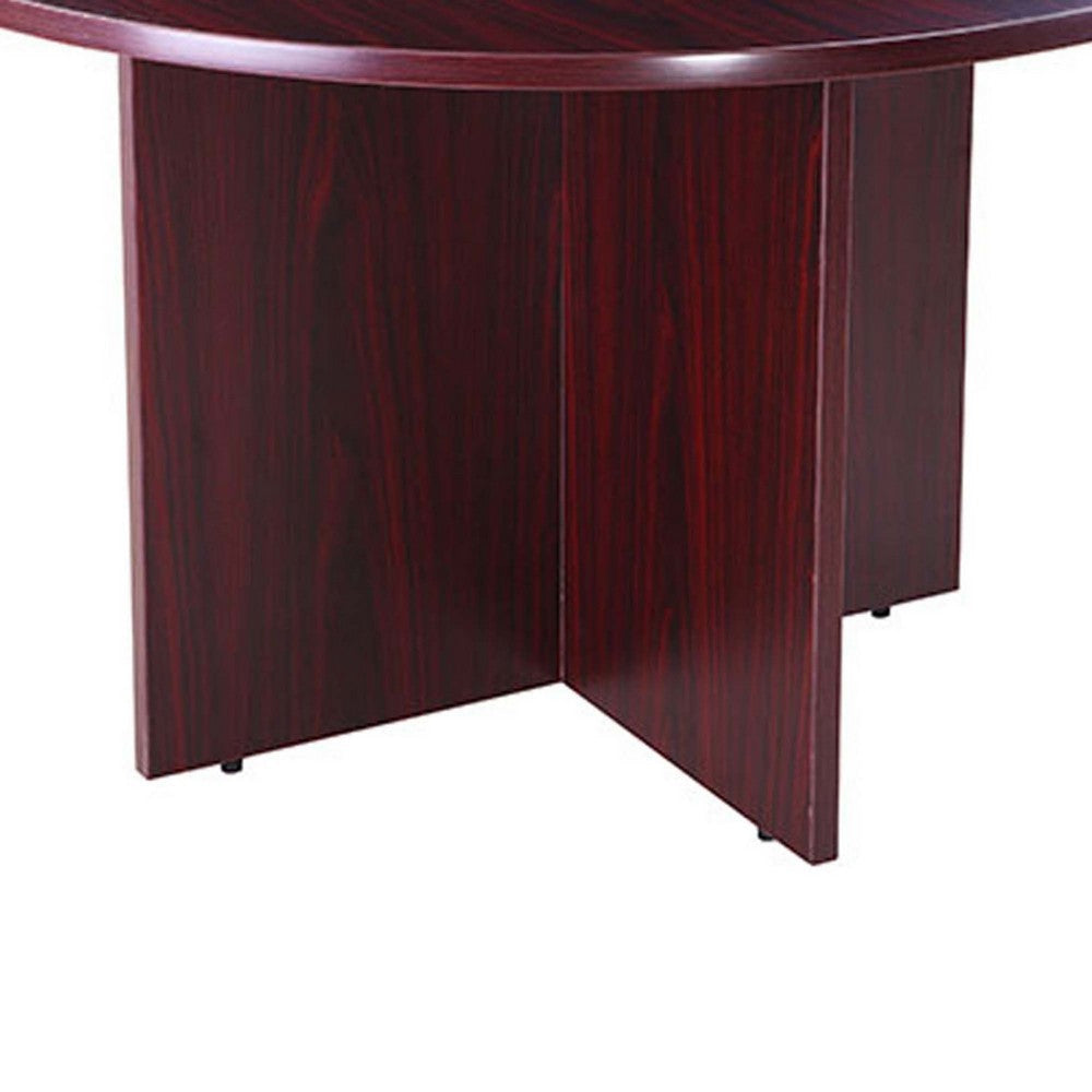 Zoa 47’’ Round Office Meeting Table with Cross Base | Mahogany Red BM340798
