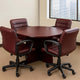 Zoa 47’’ Round Office Meeting Table with Cross Base | Mahogany Red BM340798
