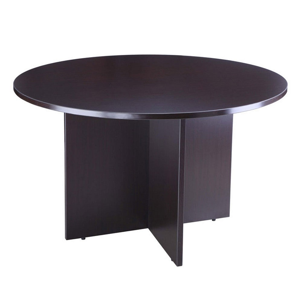 Zoa 47’’ Round Office Meeting Table with Cross Base | Mocha Brown BM340799