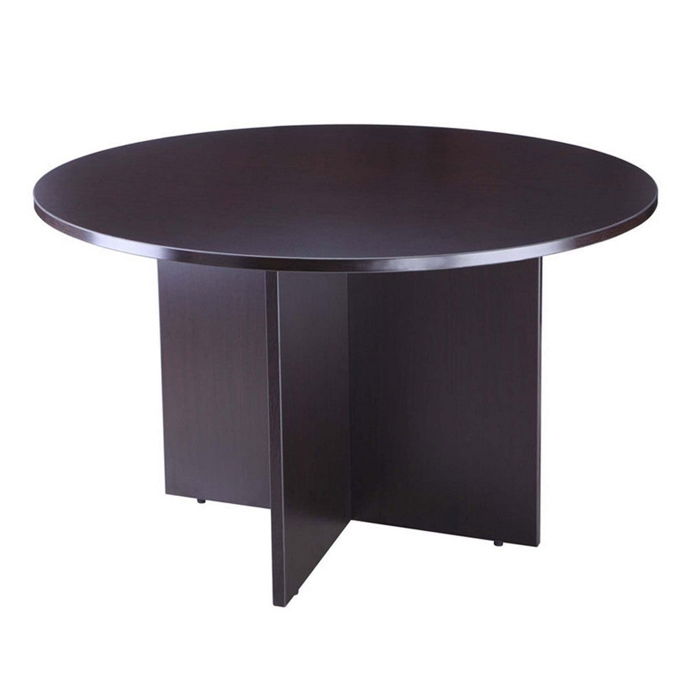 Zoa 47’’ Round Office Meeting Table with Cross Base | Mocha Brown BM340799
