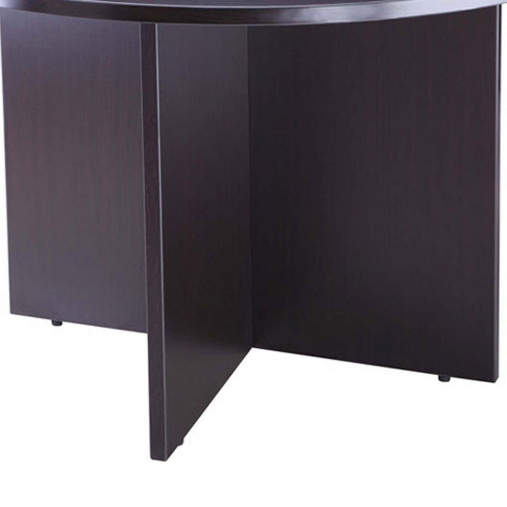 Zoa 47’’ Round Office Meeting Table with Cross Base | Mocha Brown BM340799