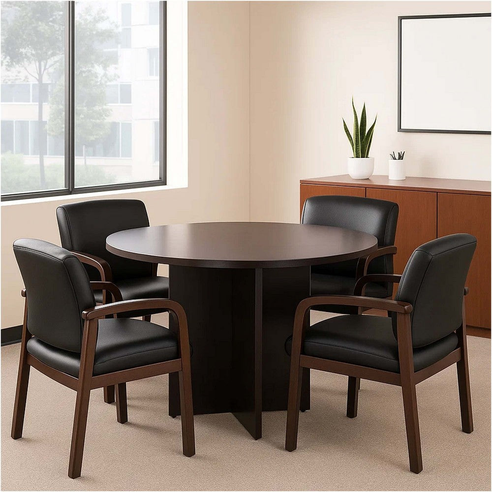 Zoa 47’’ Round Office Meeting Table with Cross Base | Mocha Brown BM340799