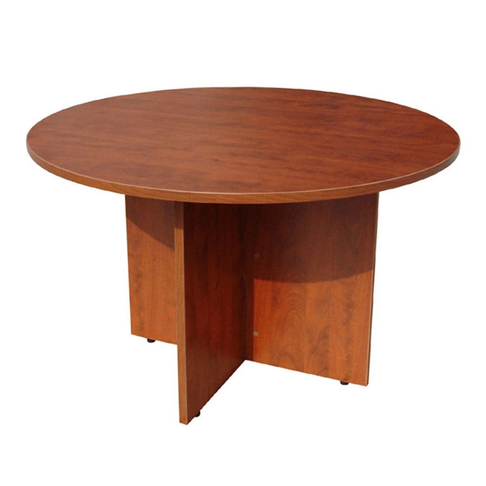 Zoa 42’’ Round Office Meeting Table with Cross Base | Driftwood Brown BM340800