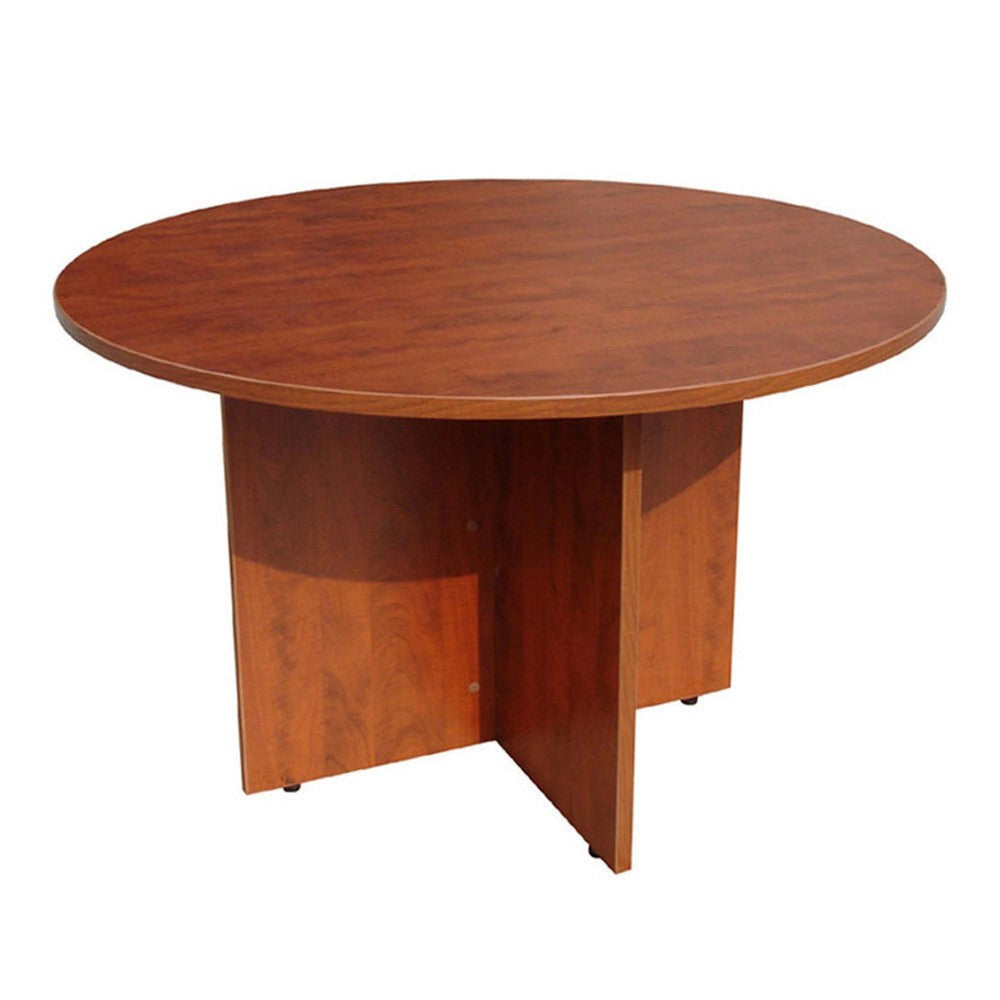 Zoa 42’’ Round Office Meeting Table with Cross Base | Driftwood Brown BM340800