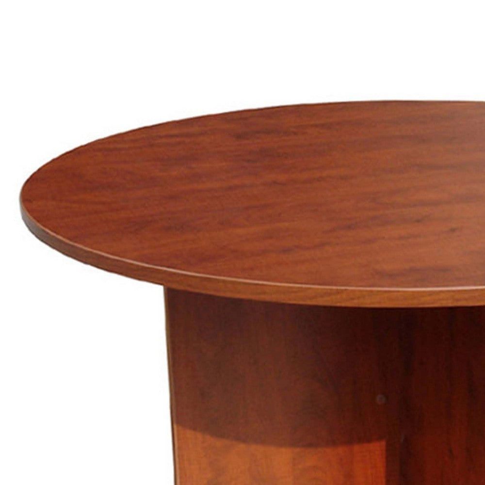 Zoa 42’’ Round Office Meeting Table with Cross Base | Driftwood Brown BM340800