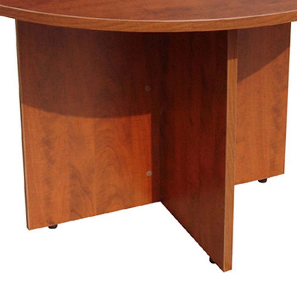 Zoa 42’’ Round Office Meeting Table with Cross Base | Driftwood Brown BM340800