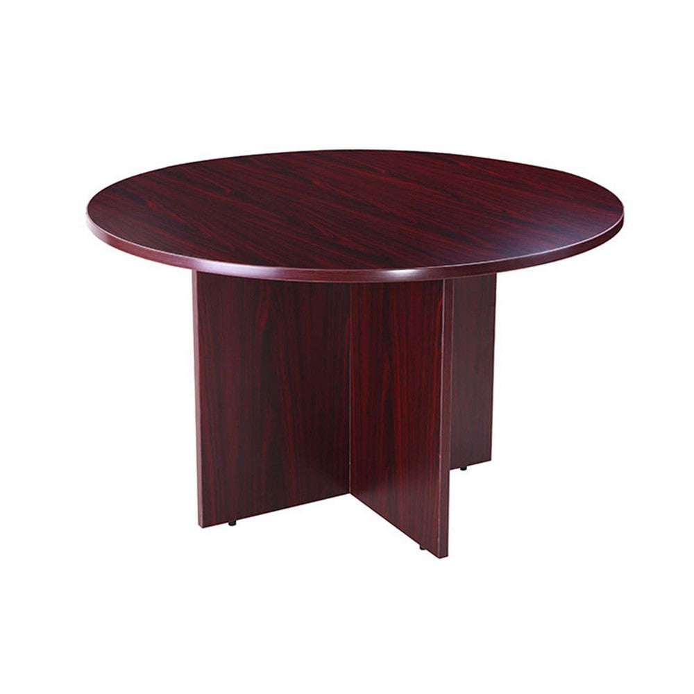 Zoa 42’’ Round Office Meeting Table with Cross Base | Mocha Brown BM340801