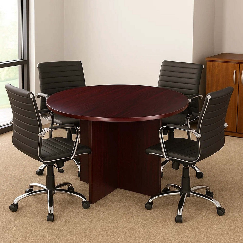 Zoa 42’’ Round Office Meeting Table with Cross Base | Mocha Brown BM340801