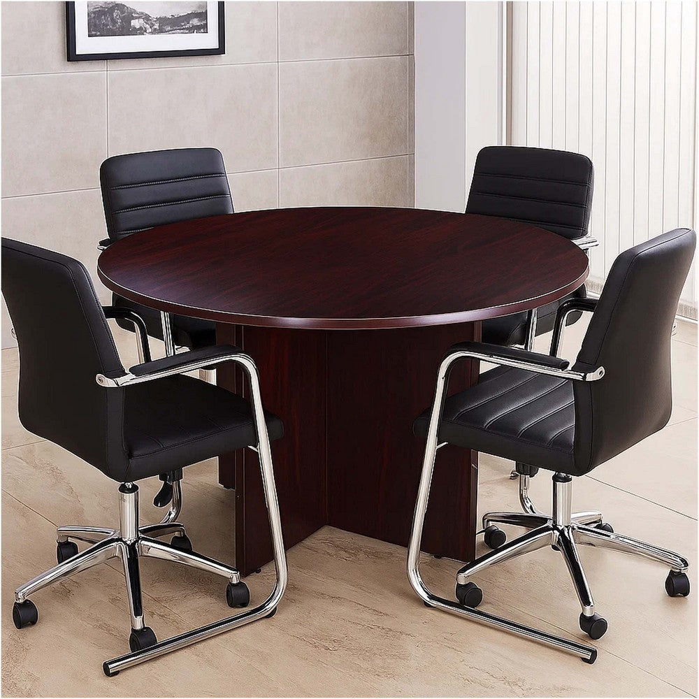 Zoa 42’’ Round Office Meeting Table with Cross Base | Mocha Brown BM340801