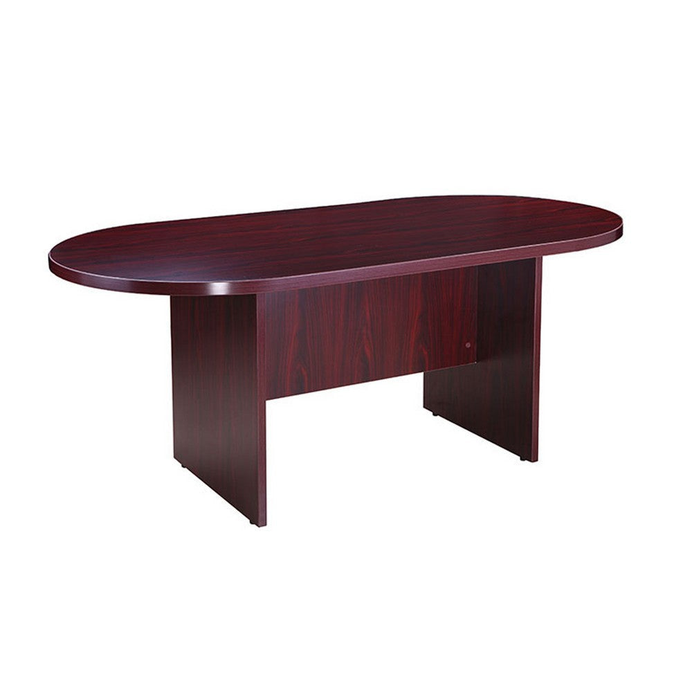 Mike 71’’ Oval Conference Table with Panel Legs | Mahogany Red BM340803