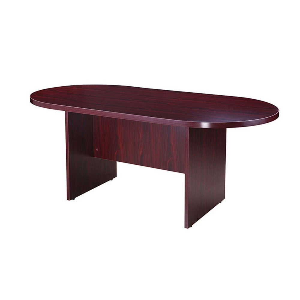 Mike 71’’ Oval Conference Table with Panel Legs | Mahogany Red BM340803
