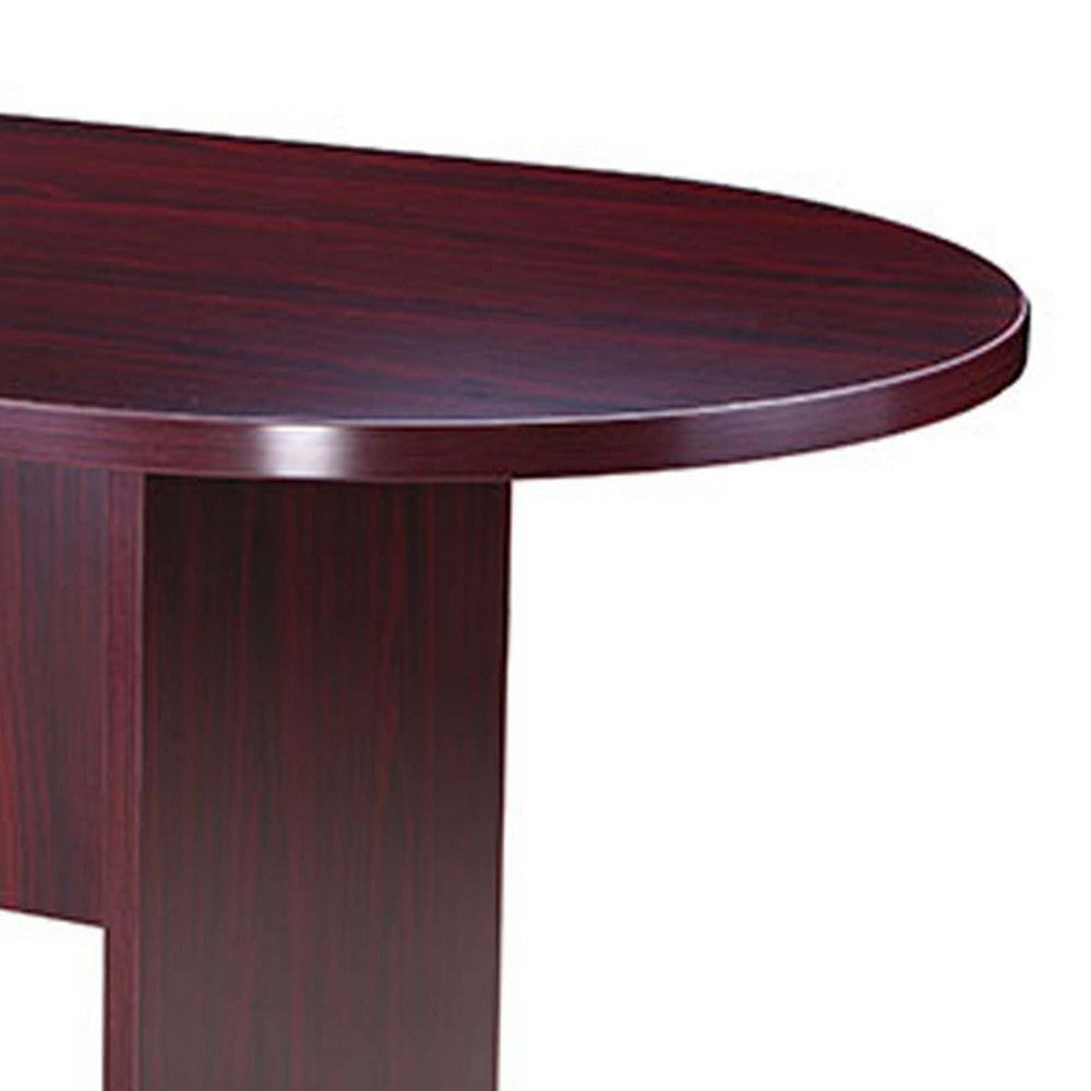 Mike 71’’ Oval Conference Table with Panel Legs | Mahogany Red BM340803