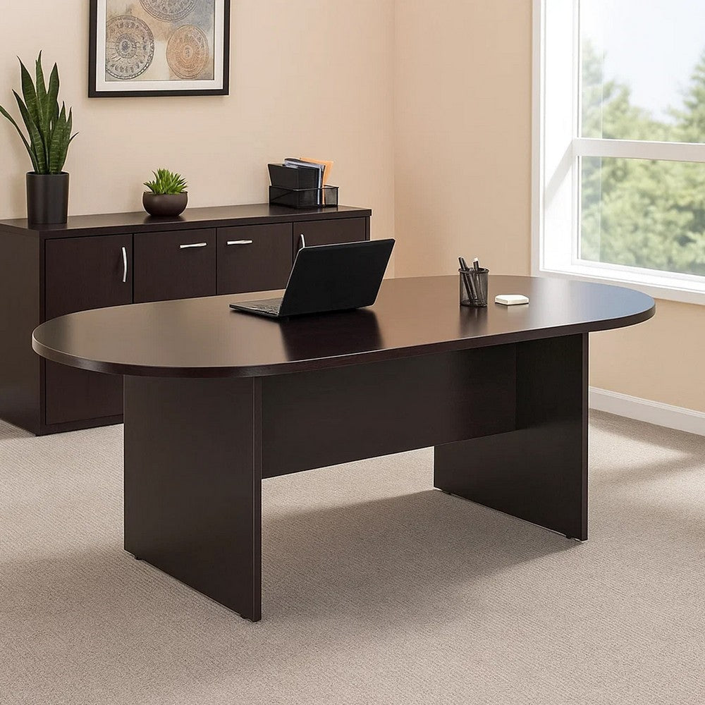 Mike 71’’ Oval Conference Table with Panel Legs | Mocha Brown BM340804