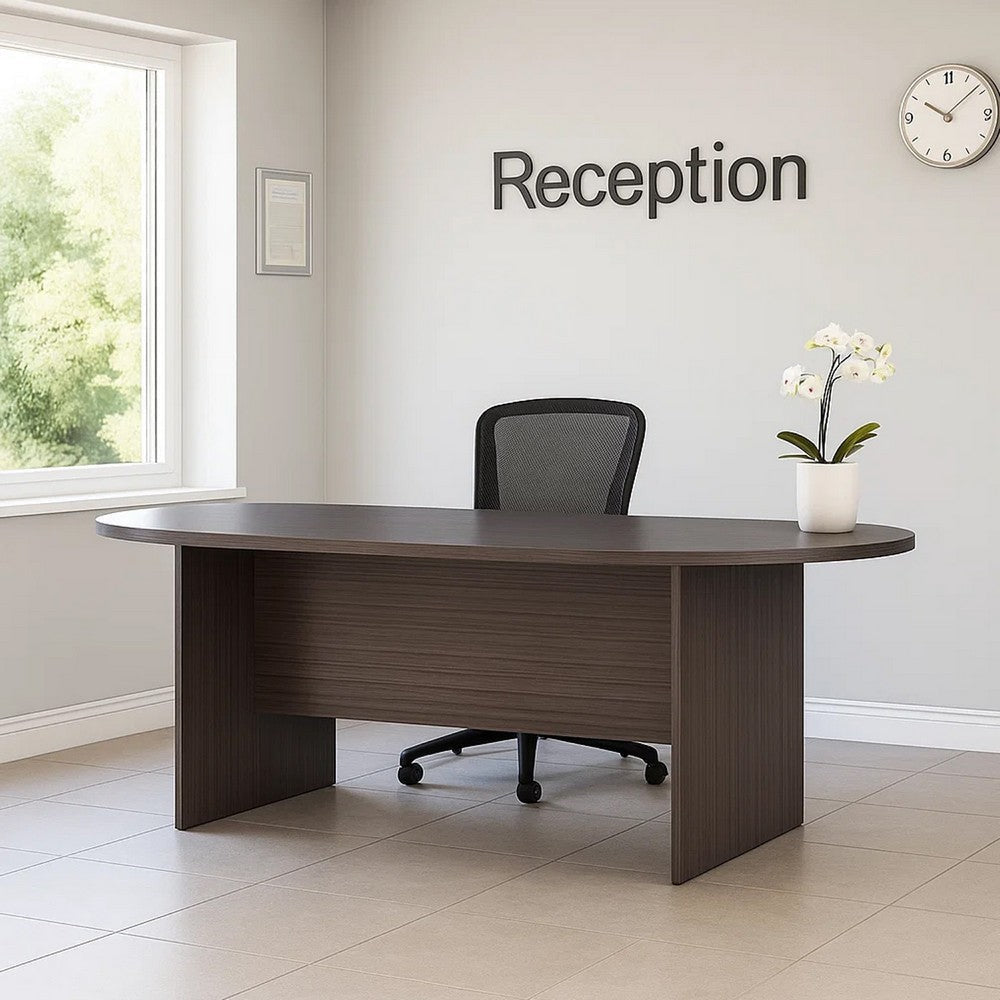 Mike 95’’ Oval Conference Table with Panel Legs | Driftwood Gray BM340805
